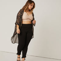 Curve Floral Printed Sheer Cardigan Plus Size Outerwear -2020AVE