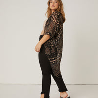 Curve Floral Printed Sheer Cardigan Plus Size Outerwear -2020AVE