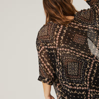 Curve Floral Printed Sheer Cardigan Plus Size Outerwear -2020AVE