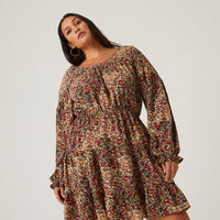 Curve Floral Skater Dress Plus Size Dresses -2020AVE