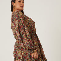 Curve Floral Skater Dress Plus Size Dresses -2020AVE