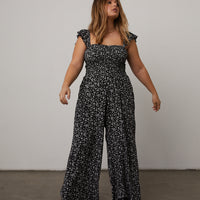 Curve Floral Smocked Jumpsuit Plus Size Rompers + Jumpsuits -2020AVE