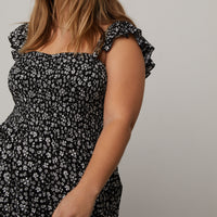 Curve Floral Smocked Jumpsuit Plus Size Rompers + Jumpsuits -2020AVE