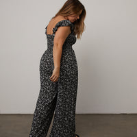Curve Floral Smocked Jumpsuit Plus Size Rompers + Jumpsuits -2020AVE