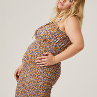 Curve Floral Smocked Mini Dress Plus Size Dresses -2020AVE