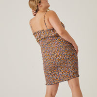 Curve Floral Smocked Mini Dress Plus Size Dresses -2020AVE
