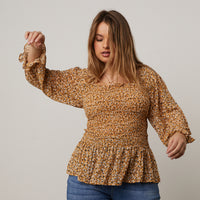 Curve Floral Smocked Top Plus Size Tops -2020AVE