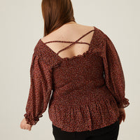 Curve Floral Smocked Top Plus Size Tops -2020AVE