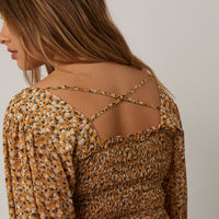 Curve Floral Smocked Top Plus Size Tops -2020AVE