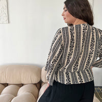 Curve Floral Stripe Mock Wrap Blouse Plus Size Tops -2020AVE