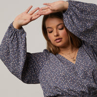 Curve Floral Surplice Top Plus Size Tops -2020AVE