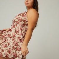 Curve Floral Sweetheart Dress Plus Size Dresses -2020AVE