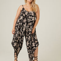Curve Floral Wide Leg Flowy Jumpsuit Plus Size Rompers + Jumpsuits -2020AVE