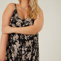 Curve Floral Wide Leg Flowy Jumpsuit Plus Size Rompers + Jumpsuits -2020AVE