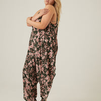 Curve Floral Wide Leg Flowy Jumpsuit Plus Size Rompers + Jumpsuits -2020AVE