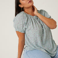 Curve Flowy Floral Blouse Plus Size Tops -2020AVE