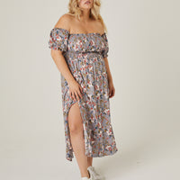 Curve Flowy Floral Midi Dress Plus Size Dresses -2020AVE