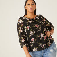 Curve Flowy Floral Top Plus Size Tops -2020AVE