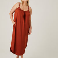 Curve Flowy Knit Tank Dress Plus Size Dresses Rust 1XL -2020AVE