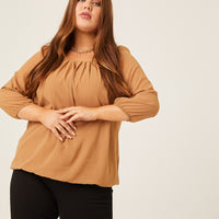 Curve Flowy Long Sleeve Chiffon Blouse Plus Size Tops -2020AVE