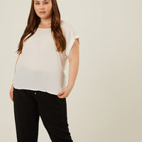 Curve Flowy Woven Tee White 1XL -2020AVE