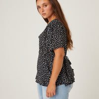 Curve Flutter Sleeve Floral Top Plus Size Tops -2020AVE
