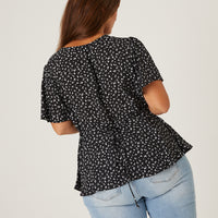 Curve Flutter Sleeve Floral Top Plus Size Tops -2020AVE
