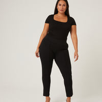 Curve Front Seam Stretch Pants Bottoms -2020AVE