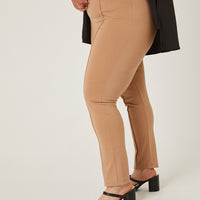 Curve Front Seam Stretch Pants Plus Size Bottoms -2020AVE