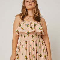 Curve Fruit Pattern Sundress Plus Size Dresses -2020AVE