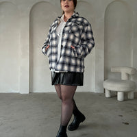 Curve Fuzzy Lined Plaid Coat Plus Size Outerwear -2020AVE