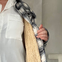 Curve Fuzzy Lined Plaid Coat Plus Size Outerwear -2020AVE