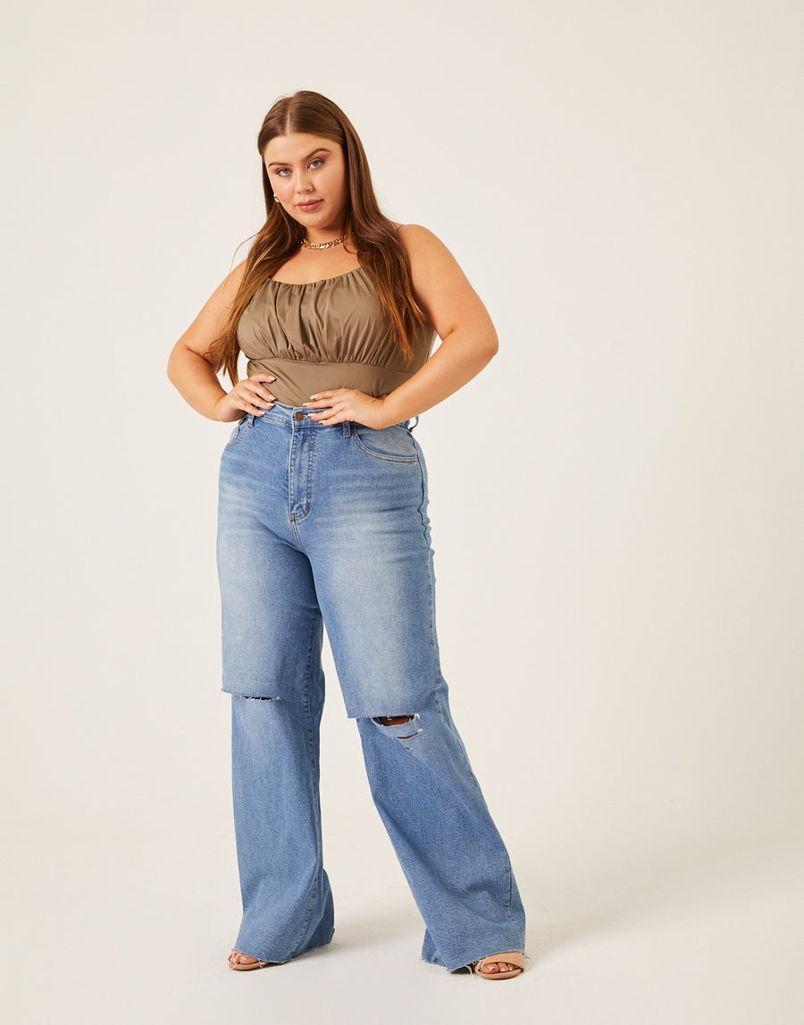 Curve Gathered Bust Tank Plus Size Tops -2020AVE
