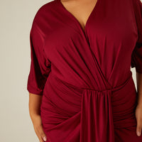Curve Gathered Drapey V Neck Dress Plus Size Dresses -2020AVE
