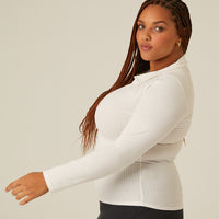 Curve Half Button Long Sleeve Top Plus Size Tops -2020AVE