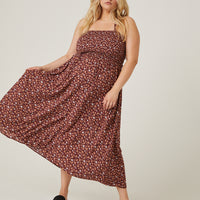 Curve Halter Floral Midi Dress Plus Size Dresses -2020AVE