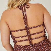 Curve Halter Floral Midi Dress Plus Size Dresses -2020AVE