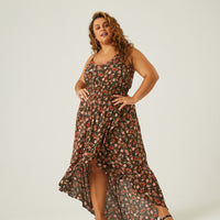 Curve High Low Floral Ruffle Dress Plus Size Dresses -2020AVE