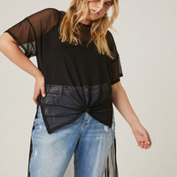 Curve High Low Mesh Tee Plus Size Tops -2020AVE
