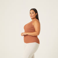 Curve High Neck Rib Knit Tank Plus Size Tops -2020AVE