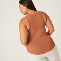 Curve High Neck Rib Knit Tank Plus Size Tops -2020AVE