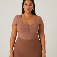 Curve Hook and Eye Top Plus Size Tops -2020AVE