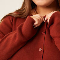 Curve Button Cardigan Knit Top Plus Size Tops -2020AVE