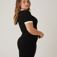 Curve Knit Collared Dress Plus Size Dresses -2020AVE