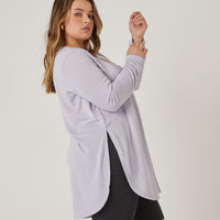 Curve Knit Flowy Long Sleeve Tee Plus Size Tops -2020AVE