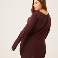 Curve Knit Flowy Long Sleeve Tee Plus Size Tops -2020AVE