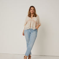 Curve Lace Trim Blouse Plus Size Tops -2020AVE