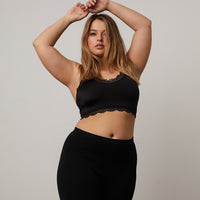 Curve Lace Trim Smooth Bralette Plus Size Intimates Black Plus Size One Size -2020AVE