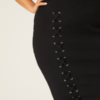 Curve Lace Up Bodycon Dress Plus Size Dresses -2020AVE