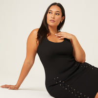 Curve Lace Up Bodycon Dress Plus Size Dresses -2020AVE